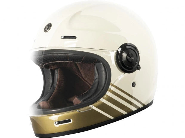 CASCO TORC T-1 NEWPORT RETRO FULL HELMET BREAKERS CREAM GLOSS WHITE