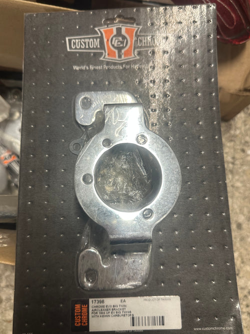 AIR CLEANER BRACKET CUSTOM CHROME 85-89 FX Model, 84-89 Softail, 86-89 Touring, 86-88 Sportster